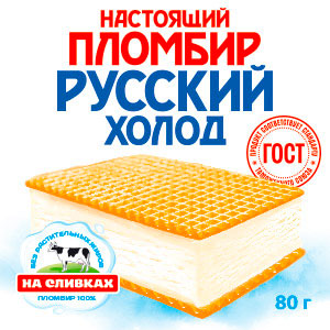 «Настоящий пломбир Русский Холод» брикет в вафлях