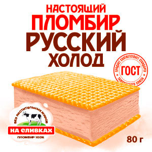 «Настоящий пломбир Русский Холод» брикет шоколадный в вафлях